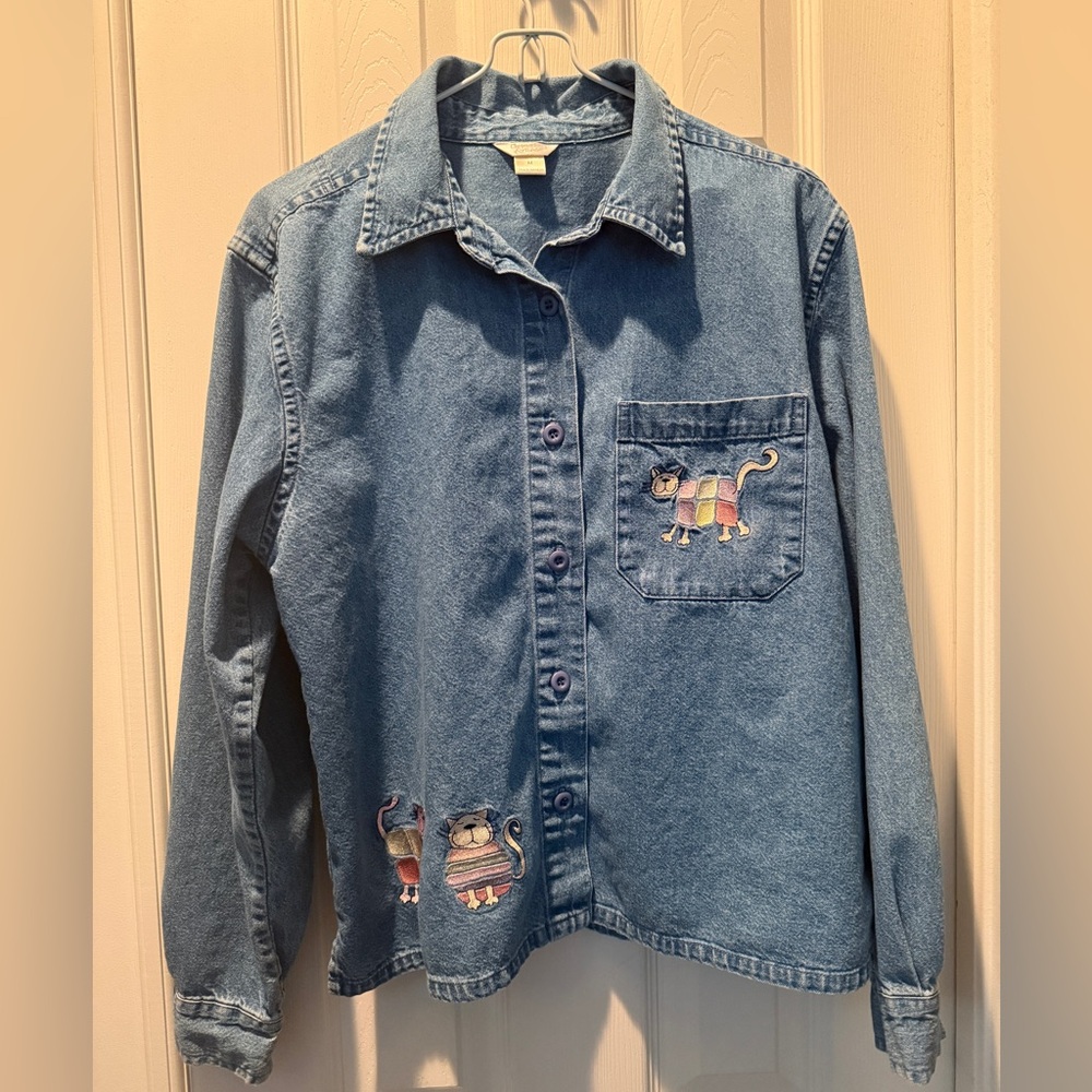 Christopher & Banks Medium Blue Denim Top